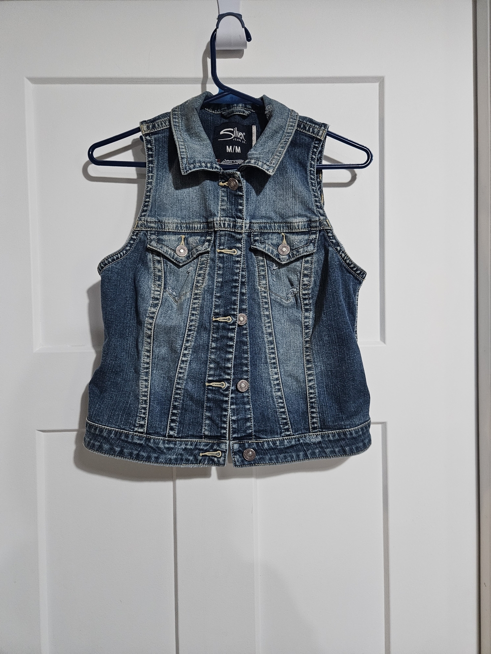Silver Jeans Blue Denim Sleeveless Jean Vest